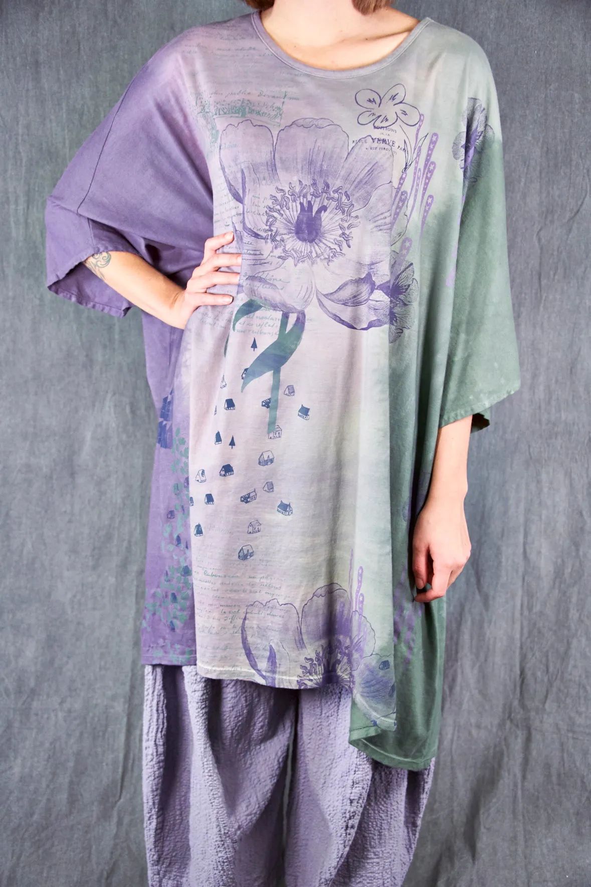 1255HD Art Tee Dusk Violet/Sea Green Poetry Mix
