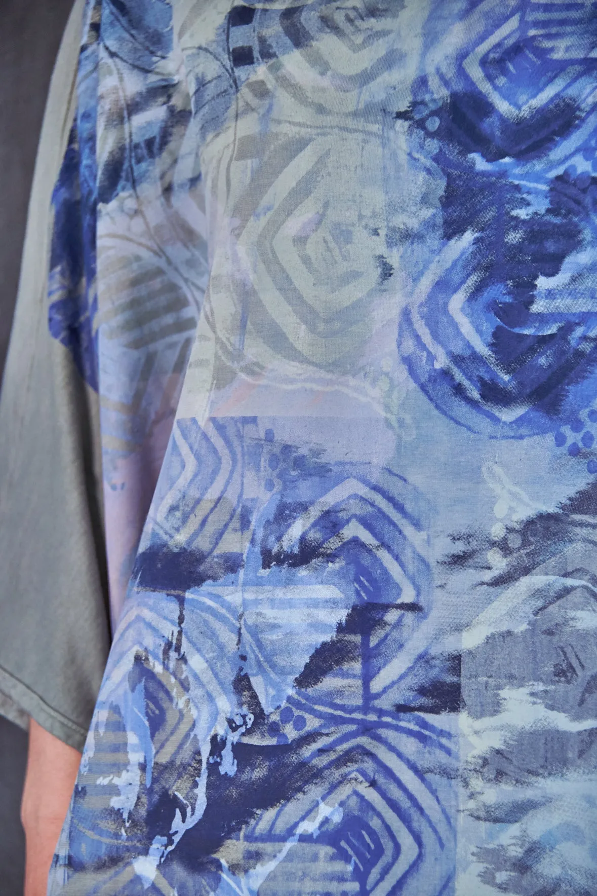 1255HD Art Tee Sage Blue Ethereal Abstract overdyed