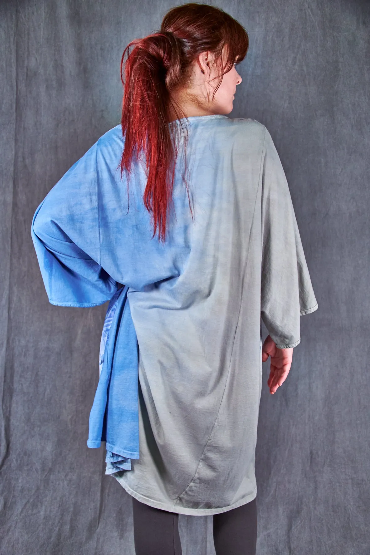 1255HD Art Tee Sage Blue Ethereal Abstract overdyed