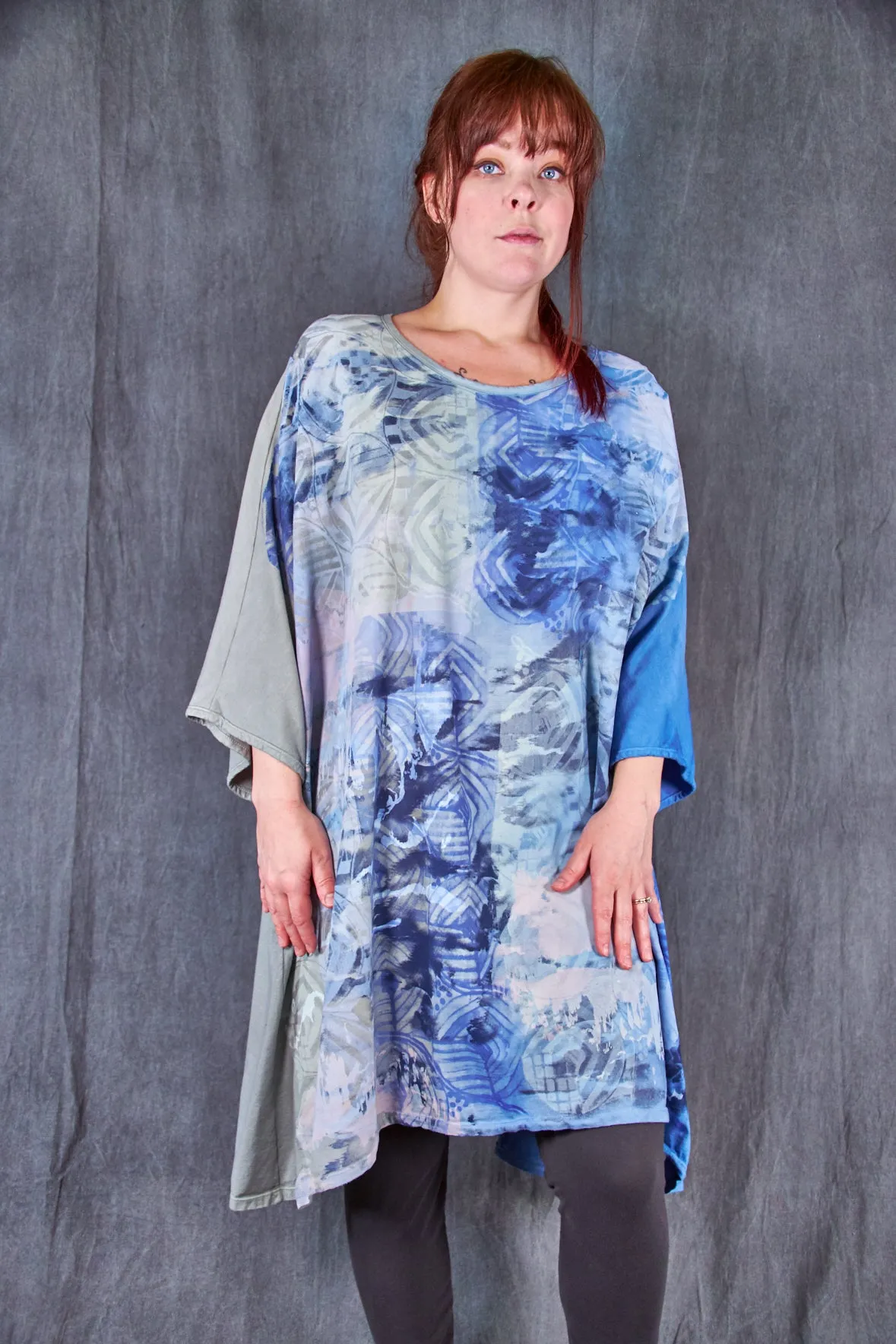 1255HD Art Tee Sage Blue Ethereal Abstract overdyed