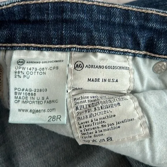 $175 Ag Adriano Goldschmied Aubrey jeans low-rise skinny straight 28 R