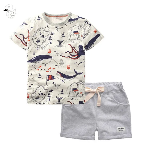 2PCS Children's Sets Boys O-Neck T-Shirt and Pants Shorts