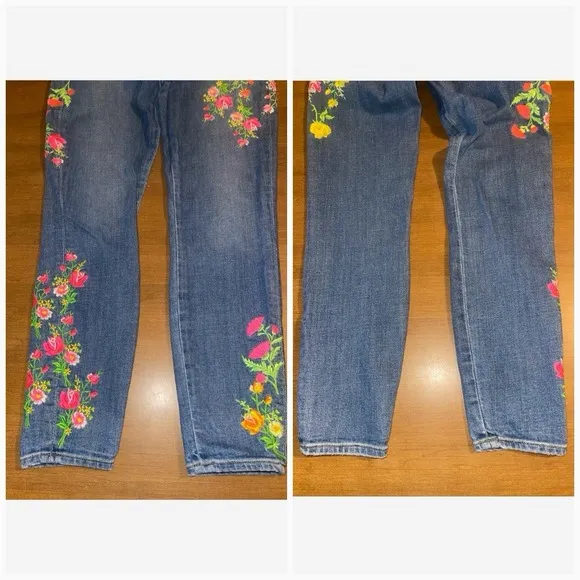 7 For All Mankind Jeans Women 26 High Waist Ankle Skinny Floral Embroidery