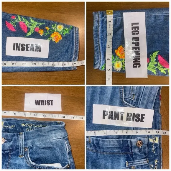 7 For All Mankind Jeans Women 26 High Waist Ankle Skinny Floral Embroidery
