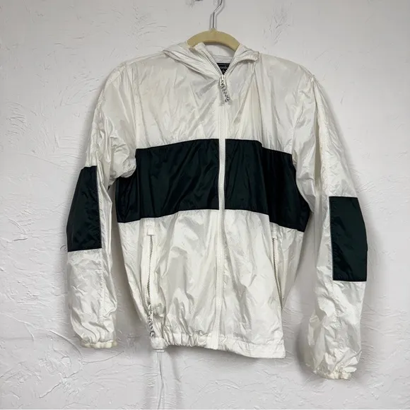 Abercrombie &amp; Fitch White Green Track Jacket Bomber Womens XS Windbreaker