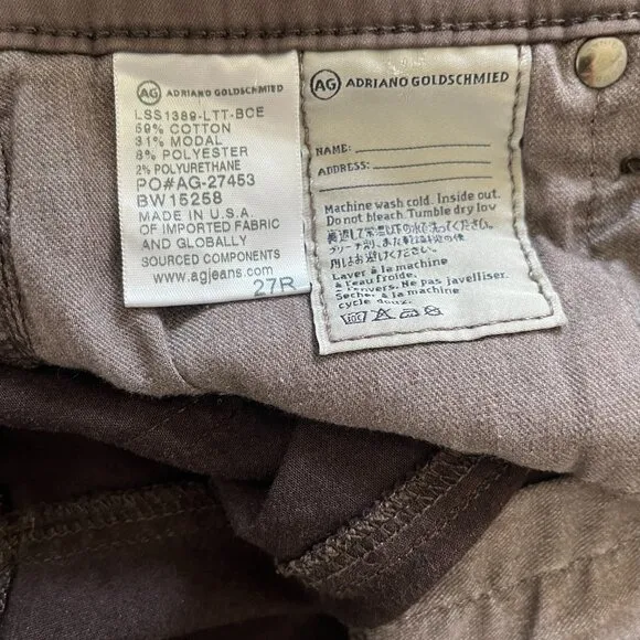 AG Adriano Goldschmied The Legging Brown Leatherette Ankle Skinny Jeans 27