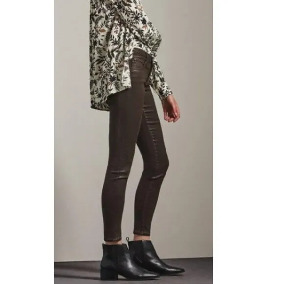 AG Adriano Goldschmied The Legging Brown Leatherette Ankle Skinny Jeans 27