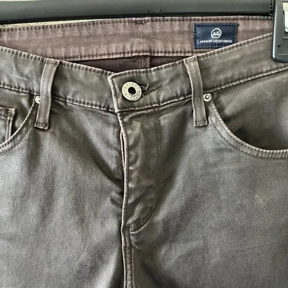 AG Adriano Goldschmied The Legging Brown Leatherette Ankle Skinny Jeans 27