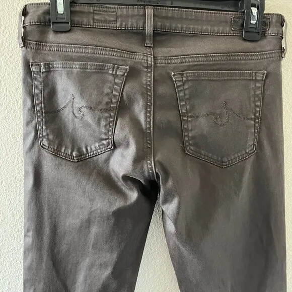 AG Adriano Goldschmied The Legging Brown Leatherette Ankle Skinny Jeans 27