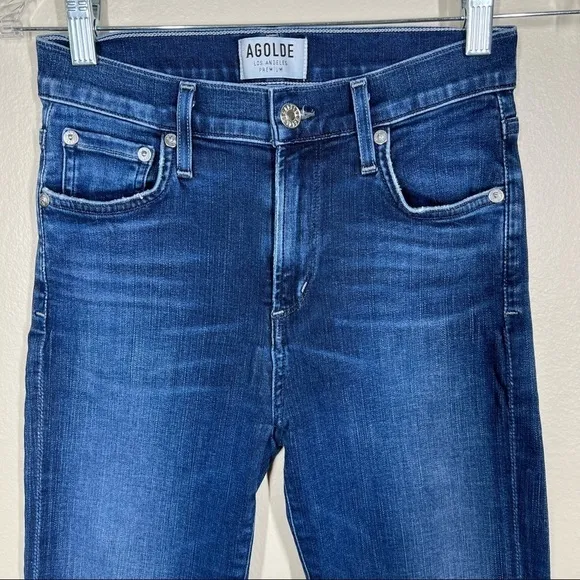 AGOLDE Sophie High Rise Crop Skinny Jeans with Raw Hem Womens Size 25