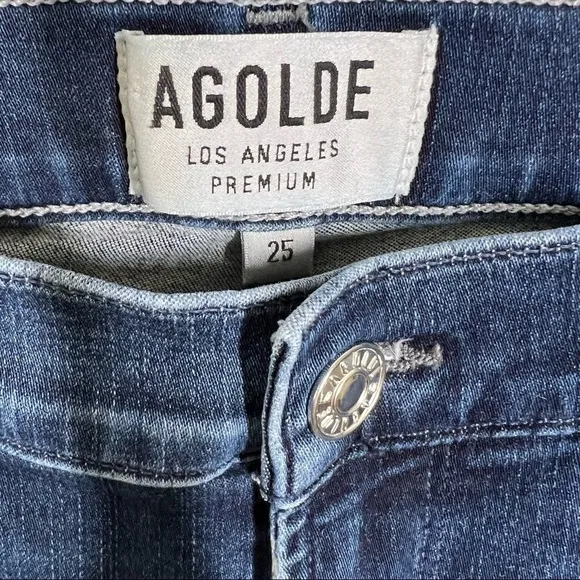 AGOLDE Sophie High Rise Crop Skinny Jeans with Raw Hem Womens Size 25
