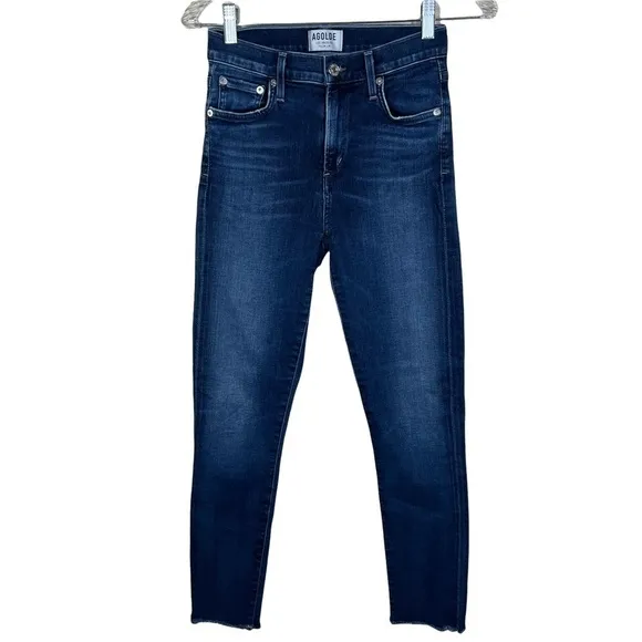 AGOLDE Sophie High Rise Crop Skinny Jeans with Raw Hem Womens Size 25