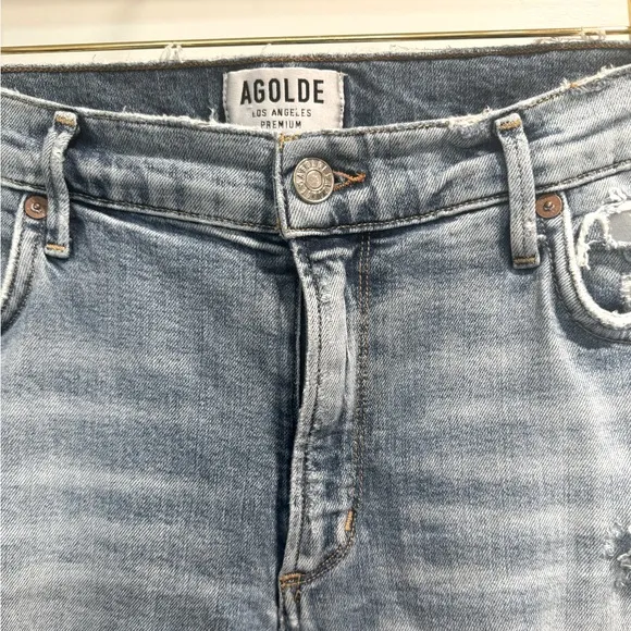 AGOLDE Sophie High Rise Light Wash Distressed Skinny Jeans Size 30 EUC