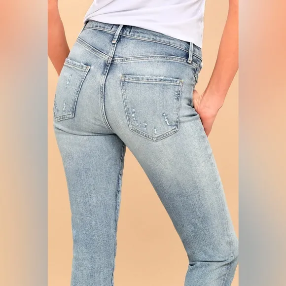 AGOLDE Sophie High Rise Light Wash Distressed Skinny Jeans Size 30 EUC