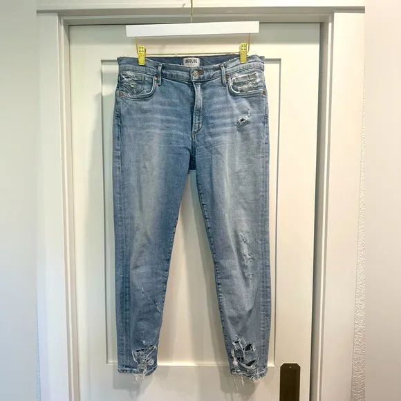 AGOLDE Sophie High Rise Light Wash Distressed Skinny Jeans Size 30 EUC