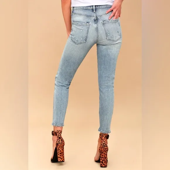 AGOLDE Sophie High Rise Light Wash Distressed Skinny Jeans Size 30 EUC