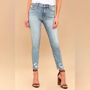 AGOLDE Sophie High Rise Light Wash Distressed Skinny Jeans Size 30 EUC