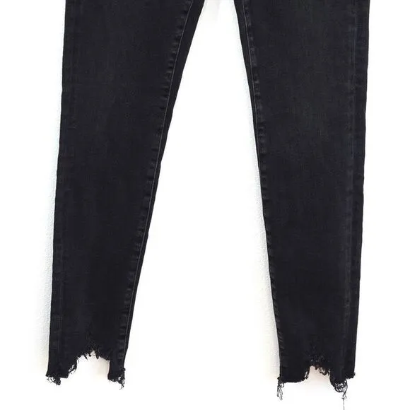 Agolde Sophie High Rise Skinny Jean Black Raw Hem Size 27