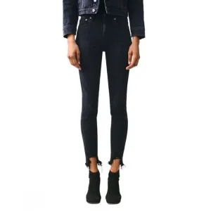 Agolde Sophie High Rise Skinny Jean Black Raw Hem Size 27
