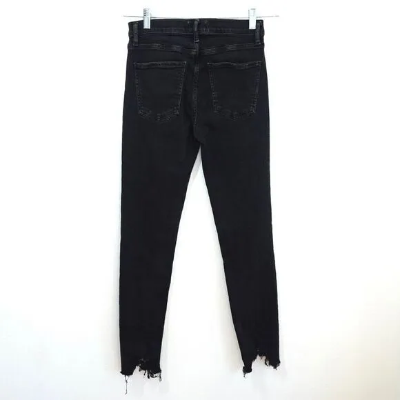 Agolde Sophie High Rise Skinny Jean Black Raw Hem Size 27