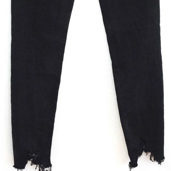 Agolde Sophie High Rise Skinny Jean Black Raw Hem Size 27