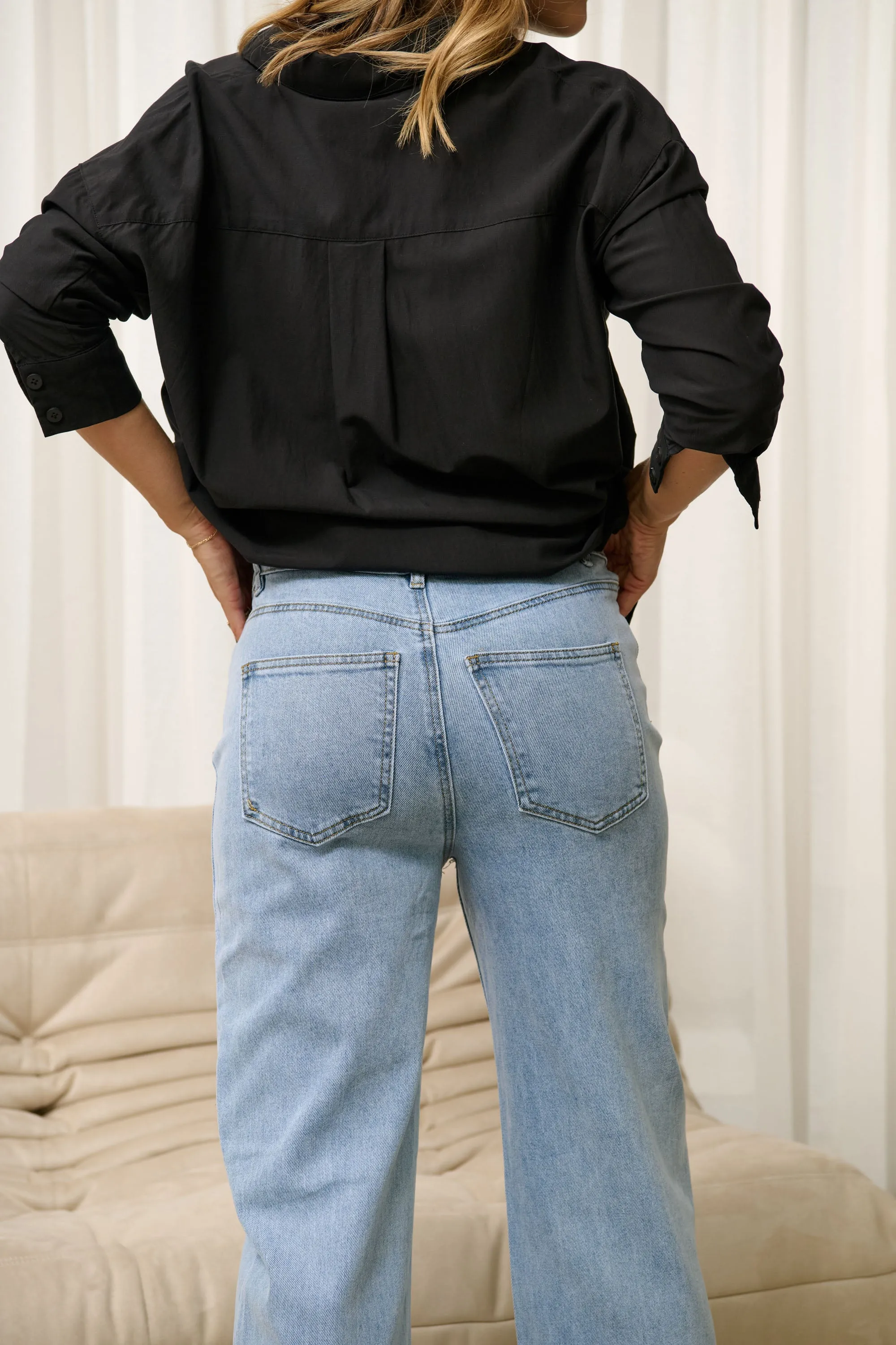 All Hours Wide Leg Jean - Pacific Blue