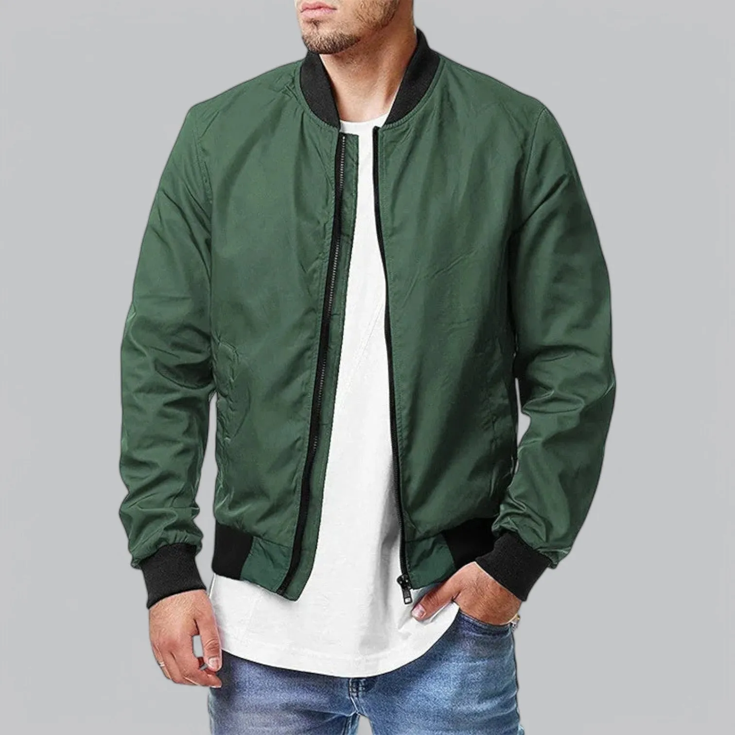 All-Season Bomber Jacket | Casual Fit, Lightweight, Water-Resistant, Stylish Outerwear for Men