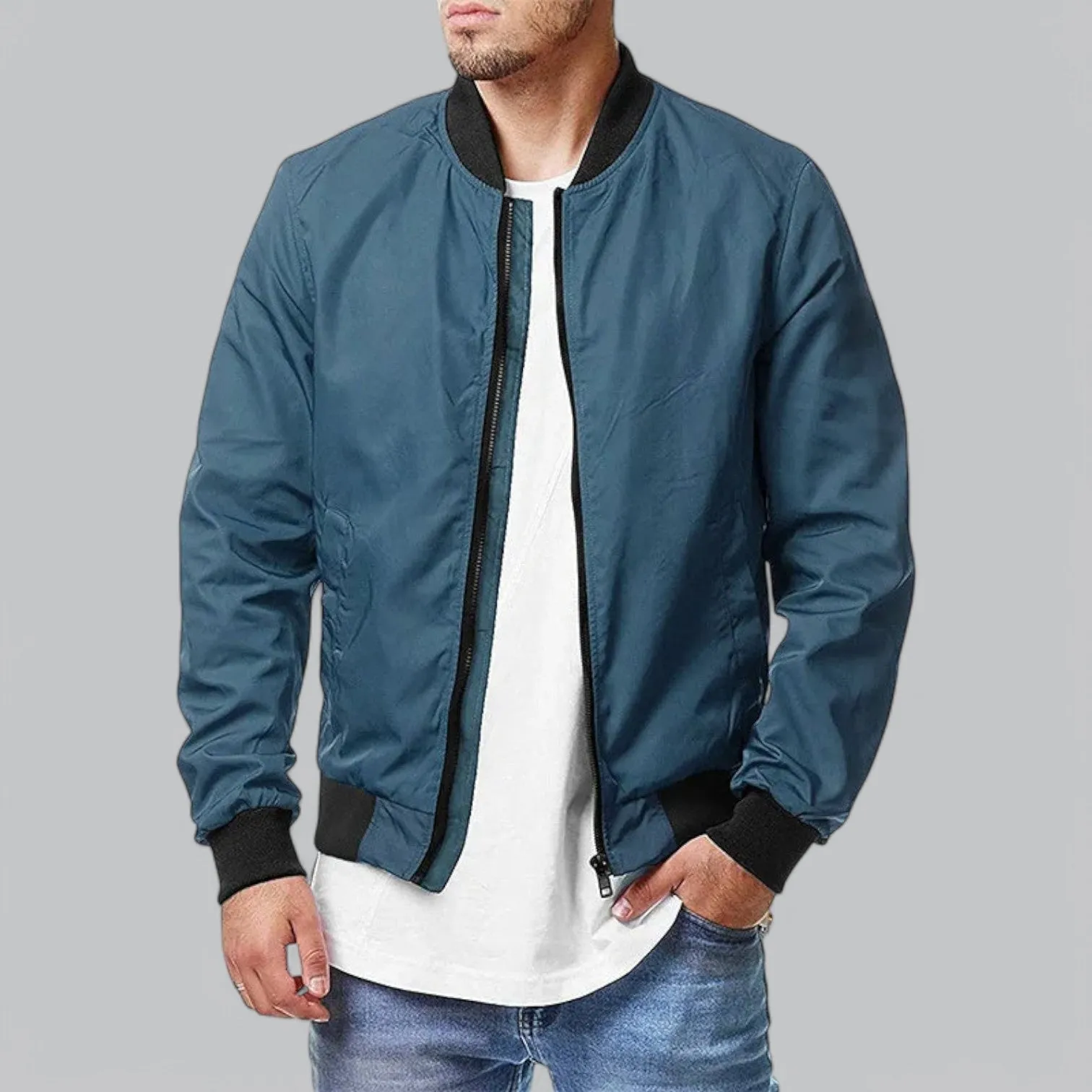 All-Season Bomber Jacket | Casual Fit, Lightweight, Water-Resistant, Stylish Outerwear for Men