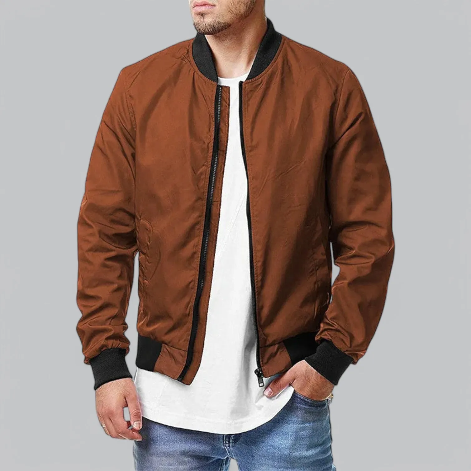 All-Season Bomber Jacket | Casual Fit, Lightweight, Water-Resistant, Stylish Outerwear for Men