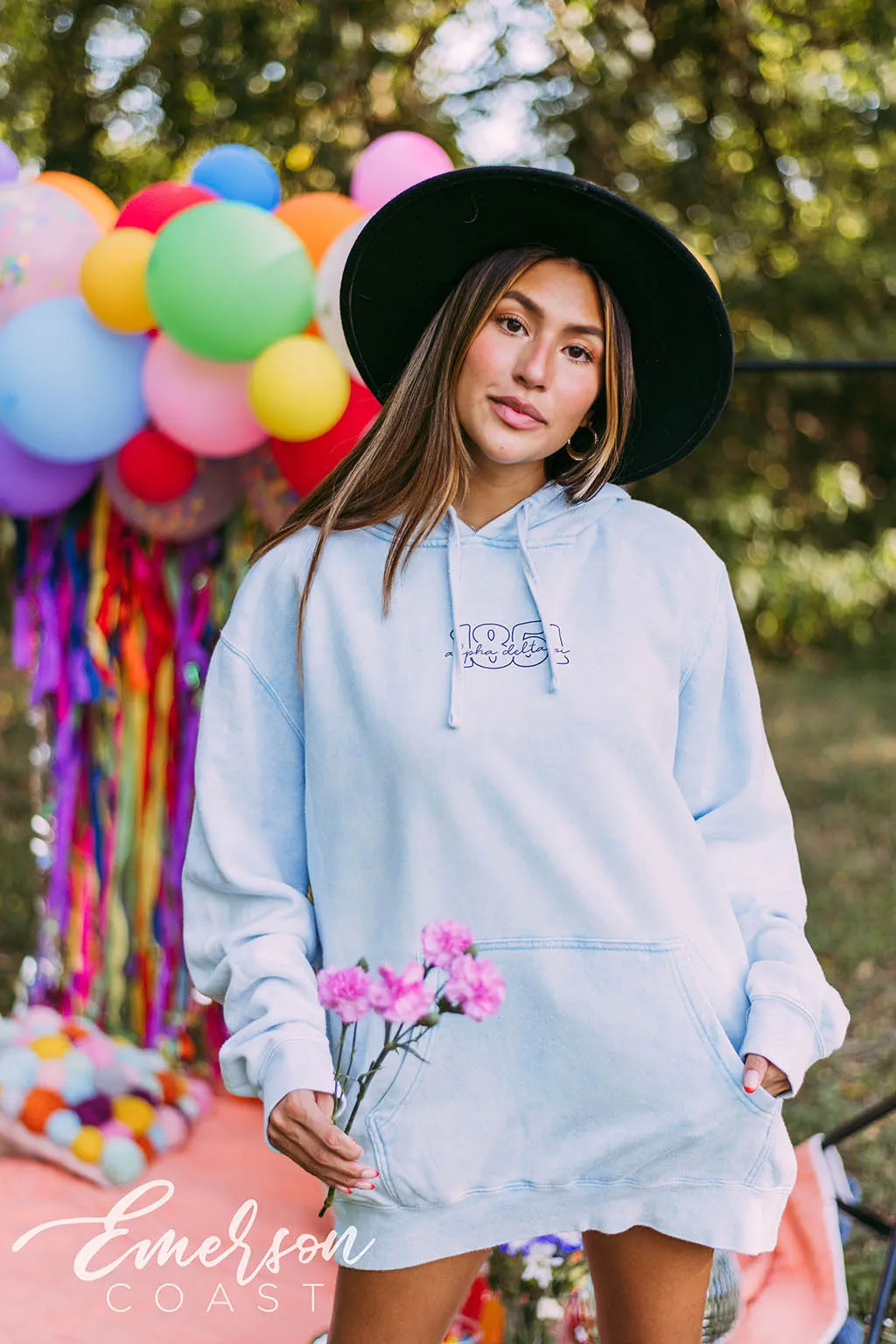 Alpha Delta Pi Blue Mineral Wash Hoodie