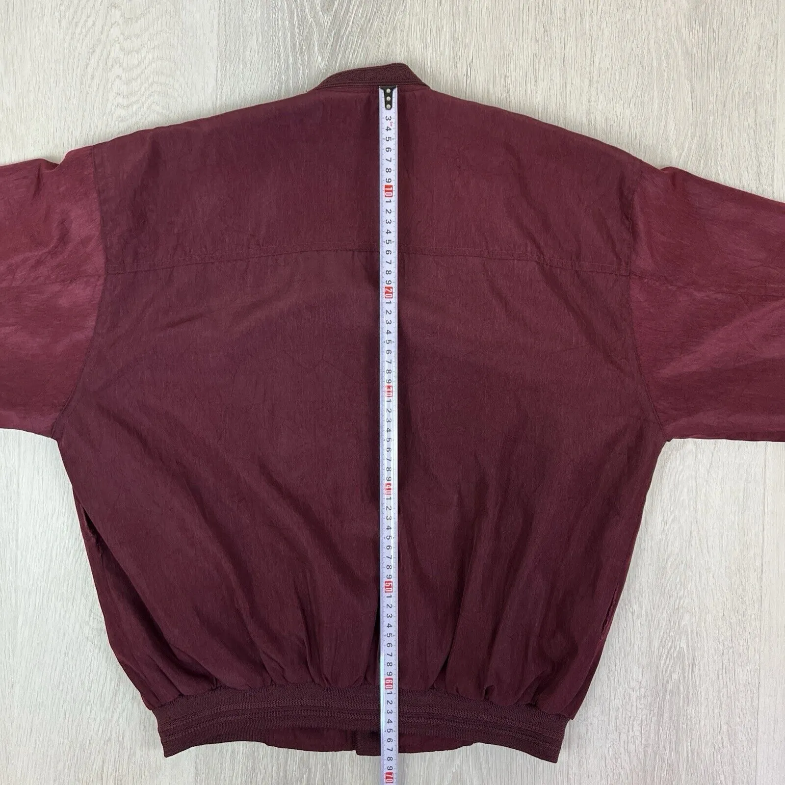 Alpha Mens Vintage Retro Maroon Button Up Bomber Jacket Size Medium