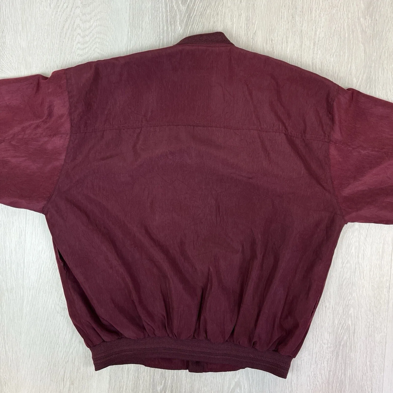 Alpha Mens Vintage Retro Maroon Button Up Bomber Jacket Size Medium