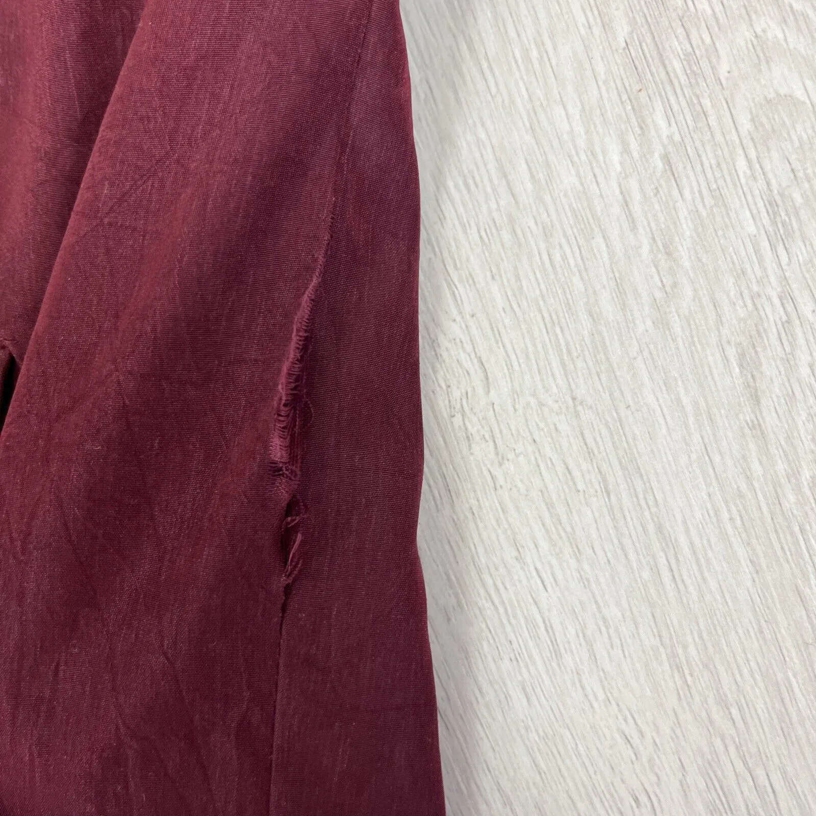Alpha Mens Vintage Retro Maroon Button Up Bomber Jacket Size Medium