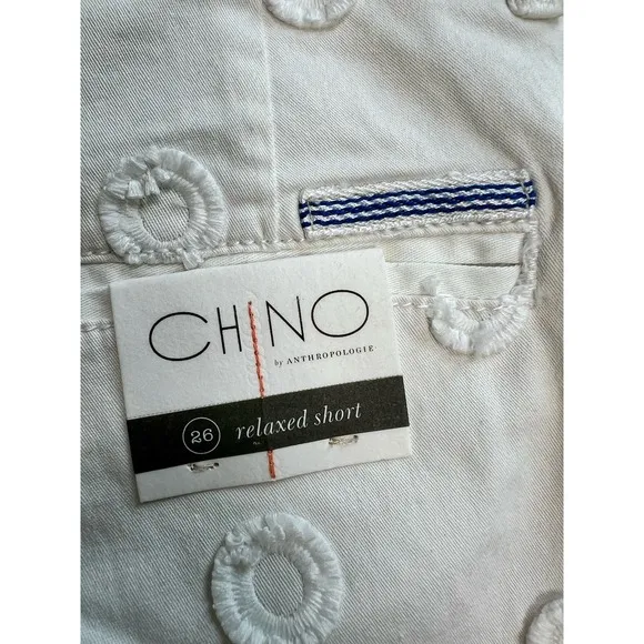 Anthropologie‎ Chino White Shorts Size 26 Relaxed Circles NWT