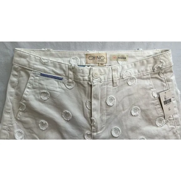 Anthropologie‎ Chino White Shorts Size 26 Relaxed Circles NWT