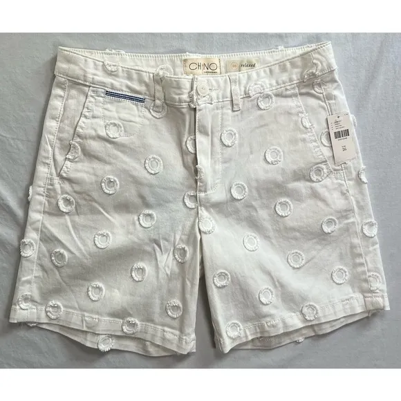 Anthropologie‎ Chino White Shorts Size 26 Relaxed Circles NWT