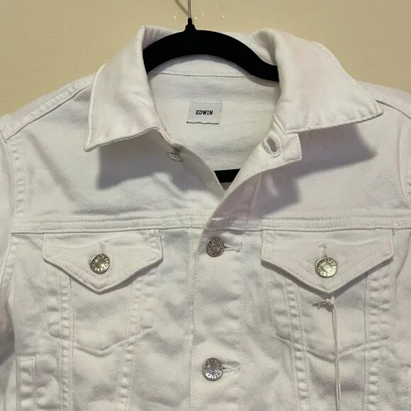 Anthropologie Edwin $198 Denim Jacket Evie Optic White NWT Size XS