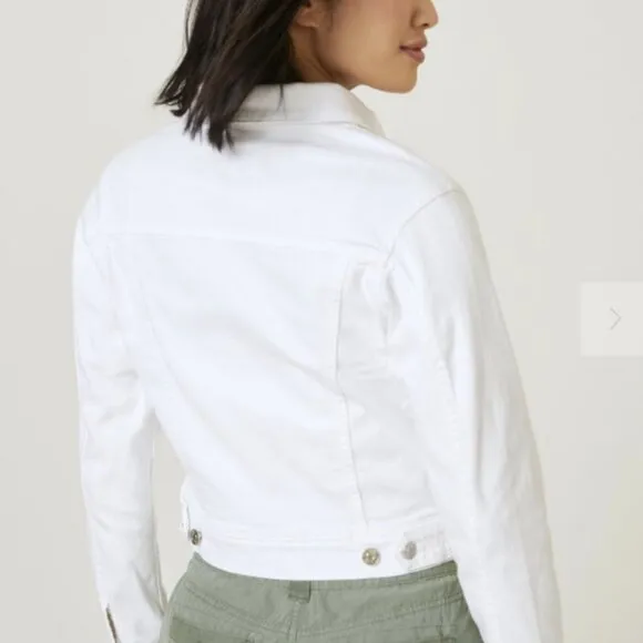Anthropologie Edwin $198 Denim Jacket Evie Optic White NWT Size XS