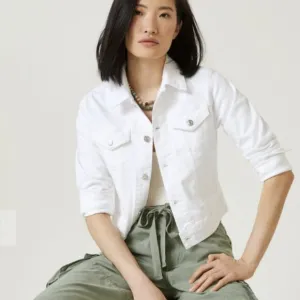 Anthropologie Edwin $198 Denim Jacket Evie Optic White NWT Size XS
