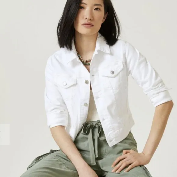 Anthropologie Edwin $198 Denim Jacket Evie Optic White NWT Size XS
