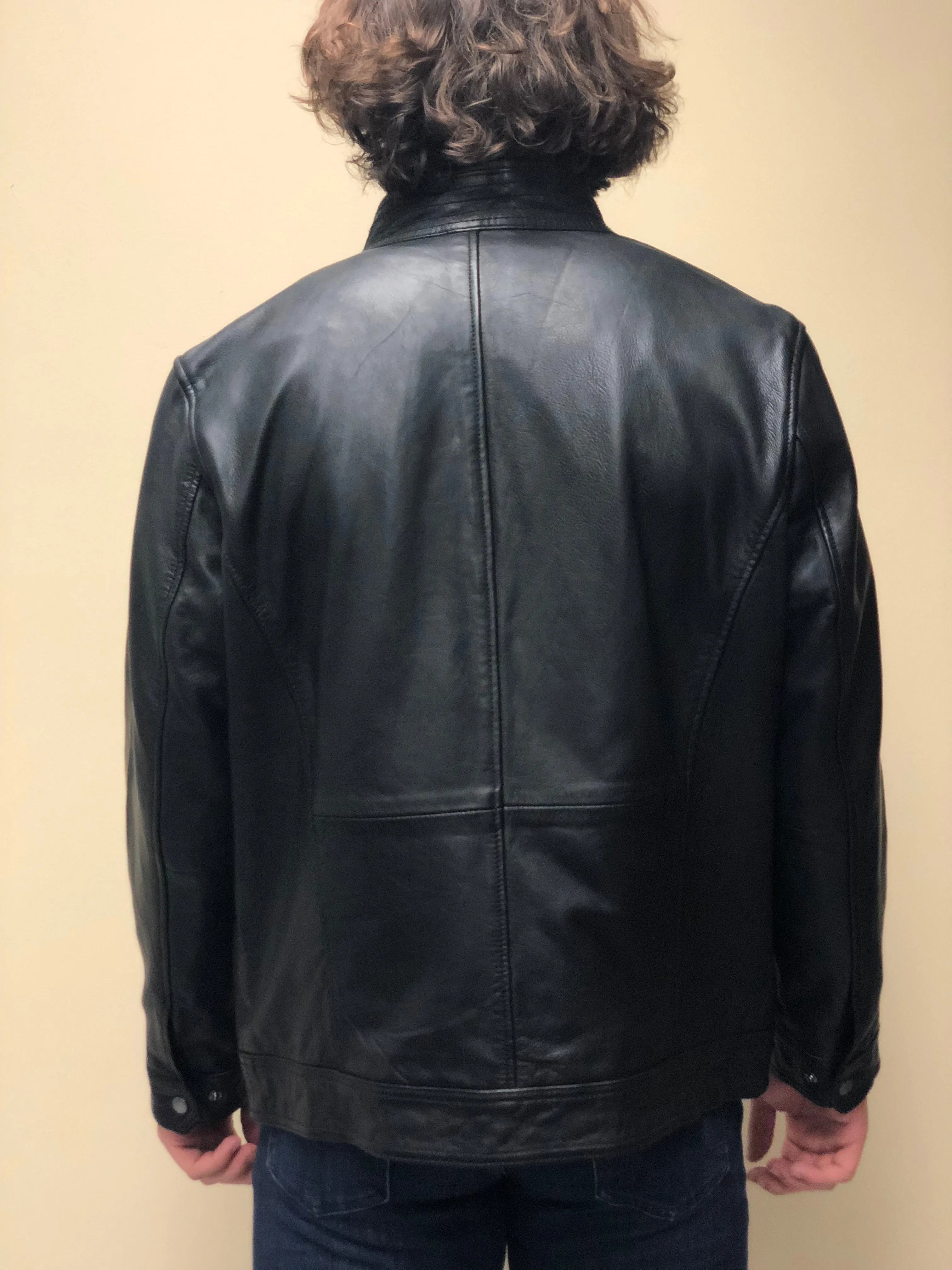 Antique Naked Lambskin Bomber Jacket (Black color)