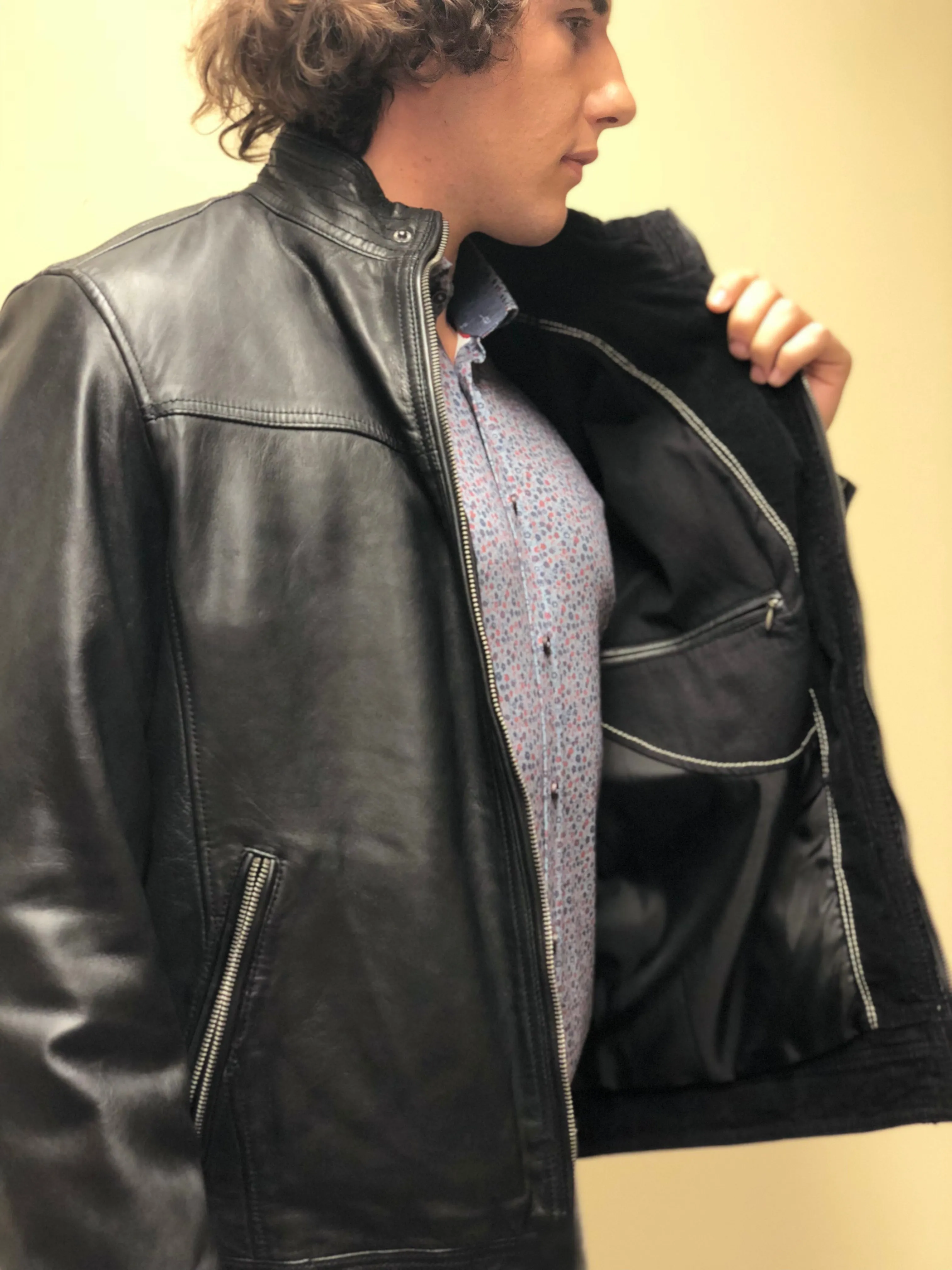 Antique Naked Lambskin Bomber Jacket (Black color)