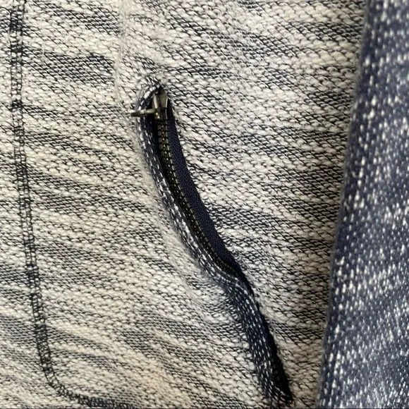 Athleta Navy Heathered Bombastic Slub Knit Bomber Size Small