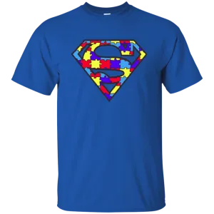 Autism Awareness Superman Logo Light Blue shirt