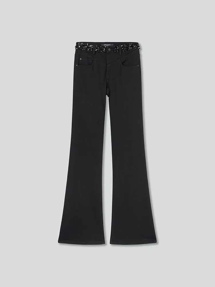Beaded Flared Jeans