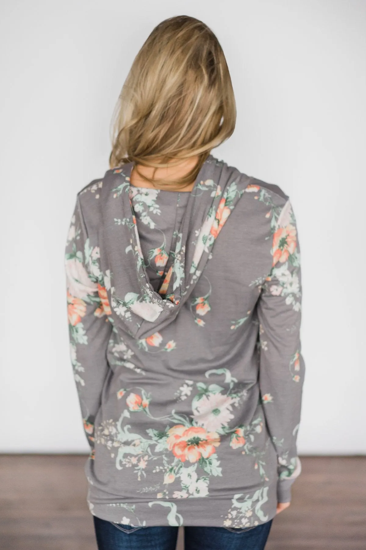 Beautiful Escape Light Grey Floral Hoodie