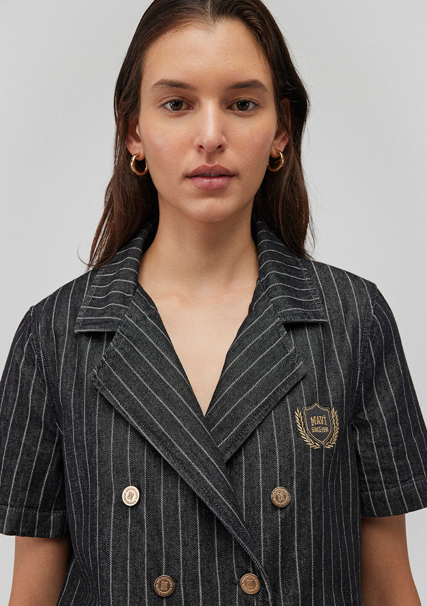 Becky Smoke Stripe College Jean Jacket