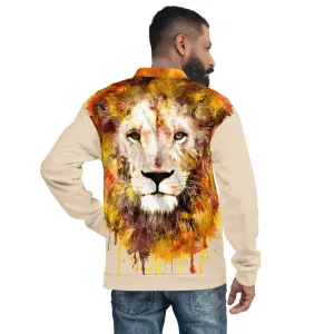 Beige Bomber Jacket - OG Hippie Dude (large Lion on back)