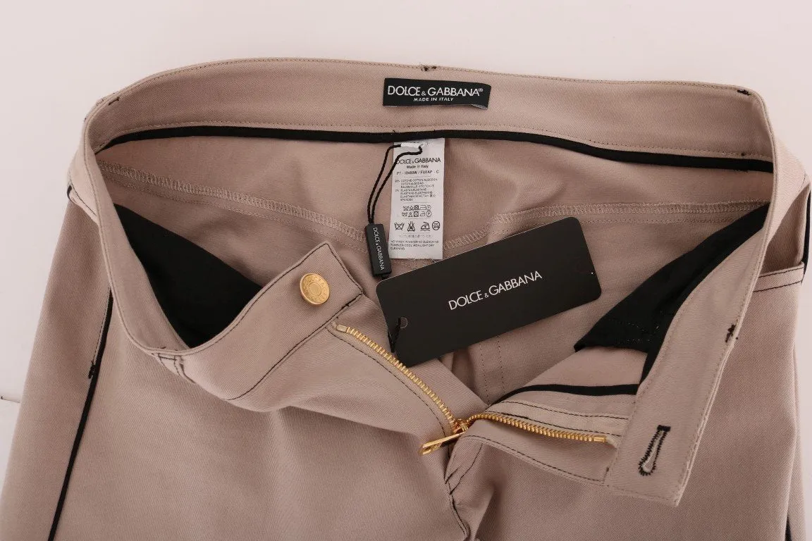 Beige Cotton Stretch Tight Jeans
