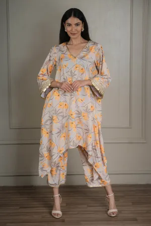Beige Lacework Flowy Co-ord Set